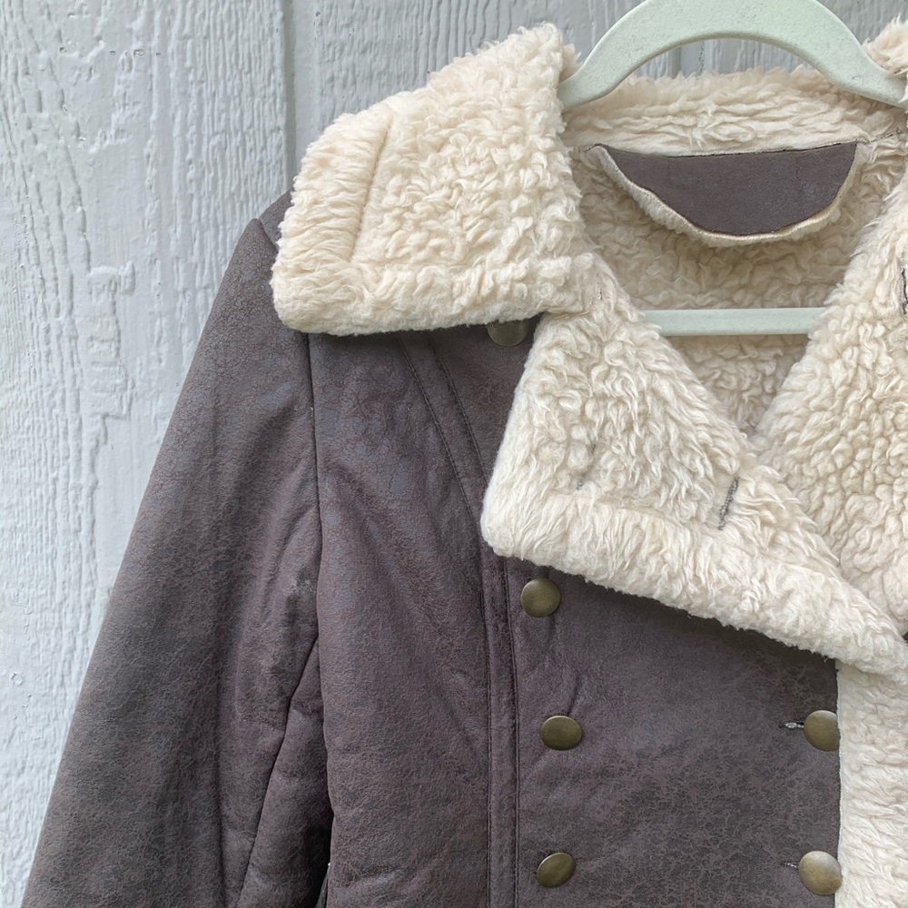 Vintage custom made Sherpa button hooded jacket - Picture 4 of 8